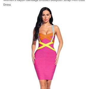 Colorful club bandage dress